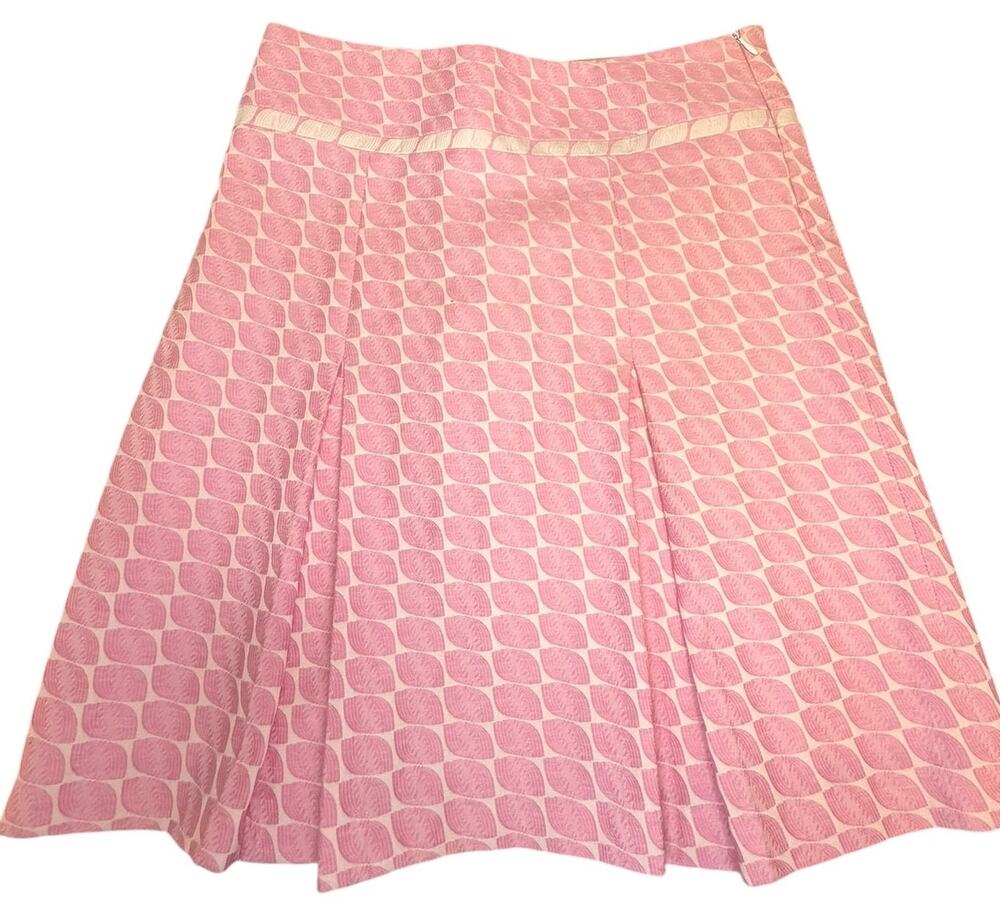 New Frontier Size 4 Pink Jacquard Pleated A-Line Skirt